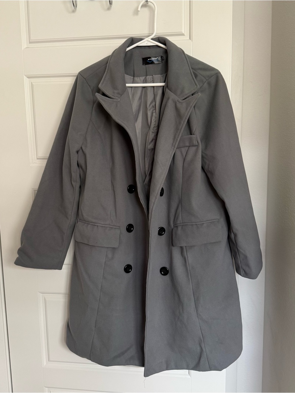 Gray Double-Breasted Pea Coat - Women's